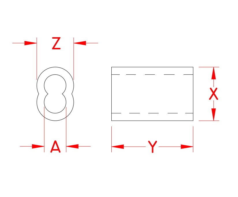 Aluminum Swage Sleeve, A0751-0001, A0751-0002, A0751-0003, A0751-0004, A0751-0005, A0751-0007, A0751-0009, A0751-0010, A0751-0013, Line Drawing